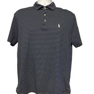 Men’s Polo Ralph Lauren Navy and White Striped Polo Shirt L
